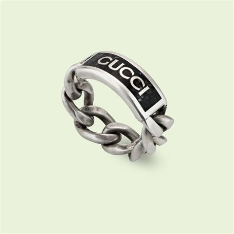 gucci logo ring with enamel|Gucci tungsten ring.